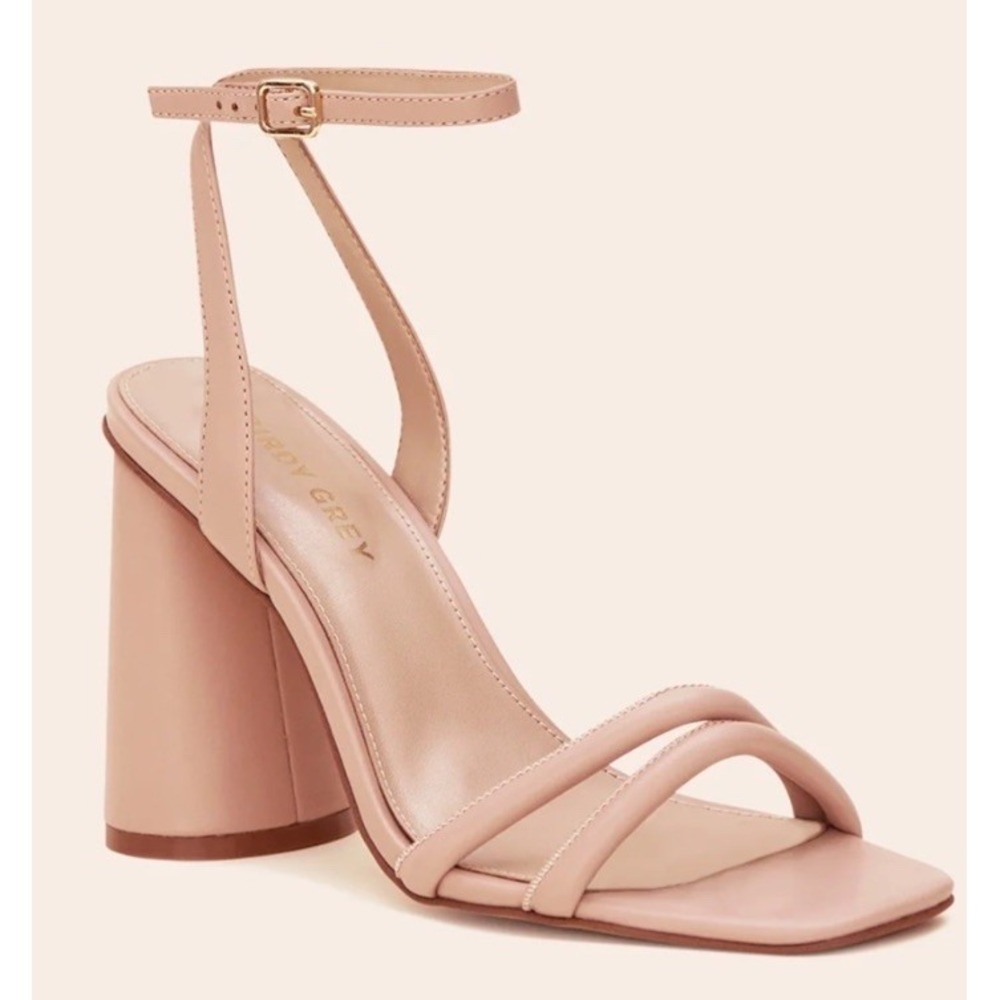 Birdy Grey Womens Julia Block Heels Sandals Ankle Strap Rectangle Toe Blush Sz 7
